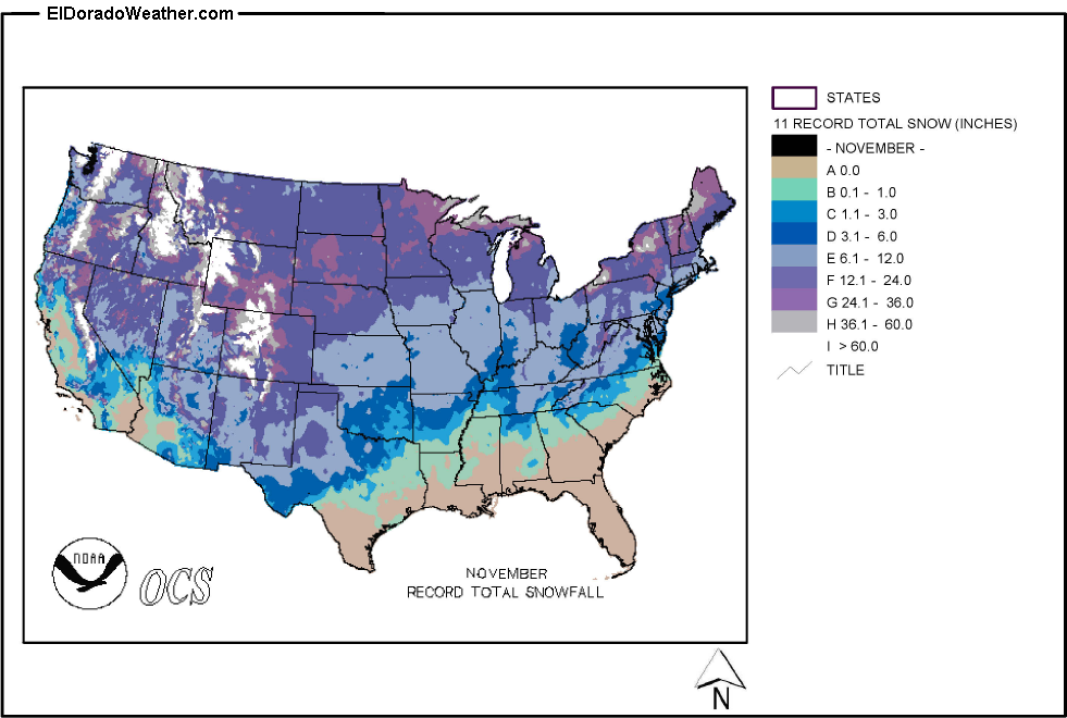 United States Yearly [Annual] and Monthly Record Total Snowfall